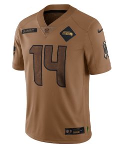 Alternative view of DK Metcalf Seattle Seahawks Nike 2023 Salute To Service Limited Jersey - Brown