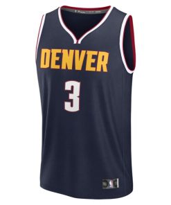 Alternative view of Julian Strawther Denver Nuggets  Fast Break Replica Player Jersey - Icon Edition - Navy