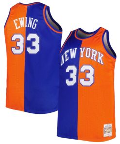 Patrick Ewing New York Knicks Big & Tall Hardwood Classics 1991/92 Split Swingman Jersey - Blue/Orange