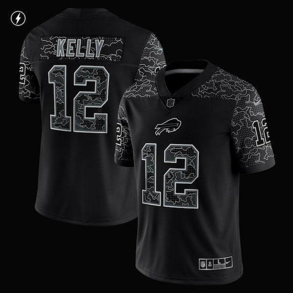 Jim Kelly Buffalo Bills Nike Retired Player RFLCTV Limited Jersey - Black - Image 2