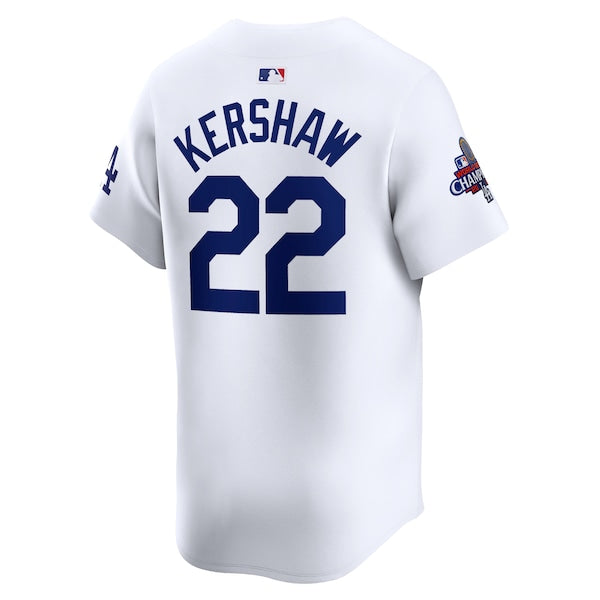 Clayton Kershaw Los Angeles Dodgers Nike 2024 World Series Champions Home Limited Player Jersey - White - Image 3
