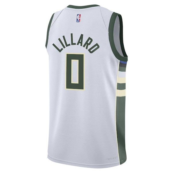 Damian Lillard Milwaukee Bucks Nike Youth Swingman Jersey - Association Edition - White - Image 3