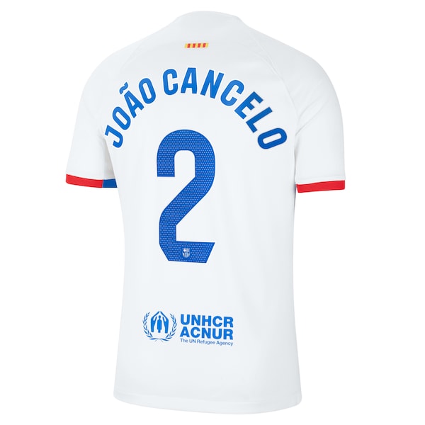 Joao Cancelo Barcelona Nike 2023/24 Away Stadium Replica Player Jersey - White/Aqua/Royal - Image 4