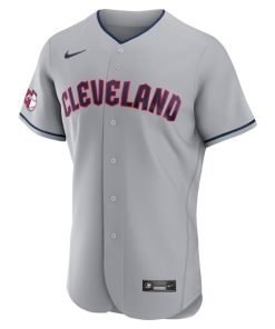 Alternative view of Cleveland Guardians Nike Road Authentic Team Jersey - Gray