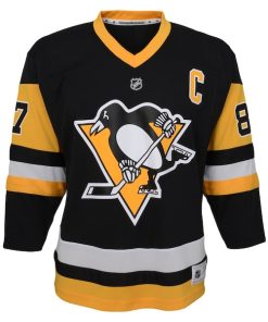 Alternative view of Sidney Crosby Pittsburgh Penguins Youth Captain Patch Home Replica Player Jersey - Black