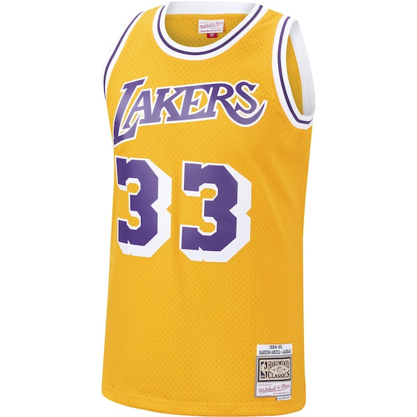 Kareem Abdul-Jabbar Los Angeles Lakers Hardwood Classics Swingman Jersey - Gold/Purple - Image 3