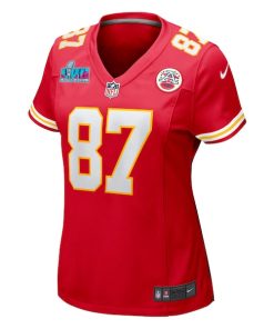 Alternative view of Travis Kelce Kansas City Chiefs Nike Women's Super Bowl LVII Patch Game Jersey - Red