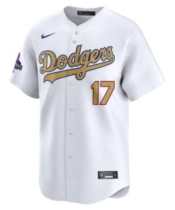 Alternative view of Shohei Ohtani Los Angeles Dodgers Nike 2025 Gold Collection Limited Jersey ¨C White