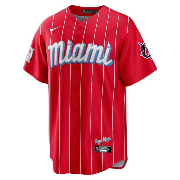 Miami Marlins Nike City Connect Replica Jersey - Red - Image 2