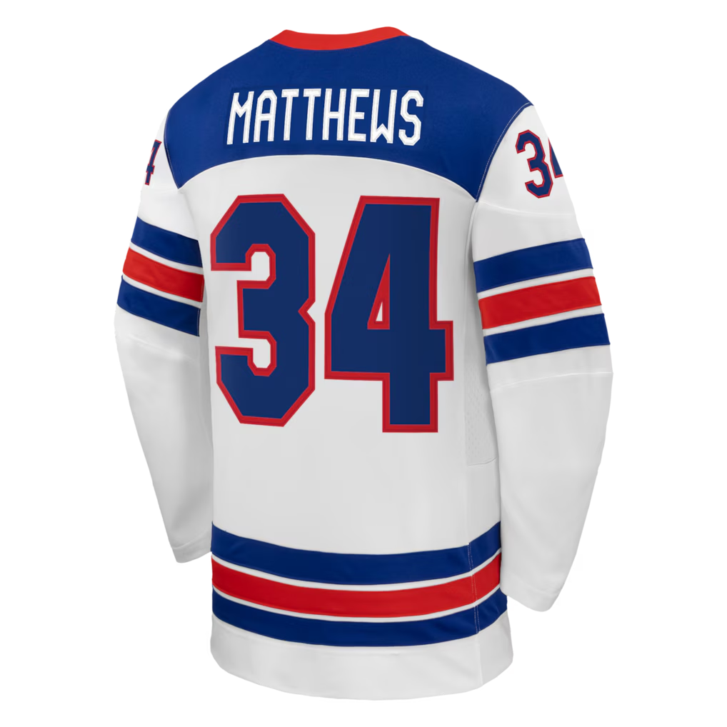 Auston Matthews USA Hockey Nike 2026 Away Replica Jersey - White - Image 3
