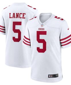 Alternative view of Trey Lance San Francisco 49ers Nike Player Game Jersey - White/Scarlet