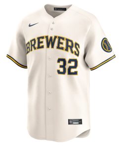 Alternative view of Jacob Misiorowski Milwaukee Brewers Nike Home Limited Jersey - Cream