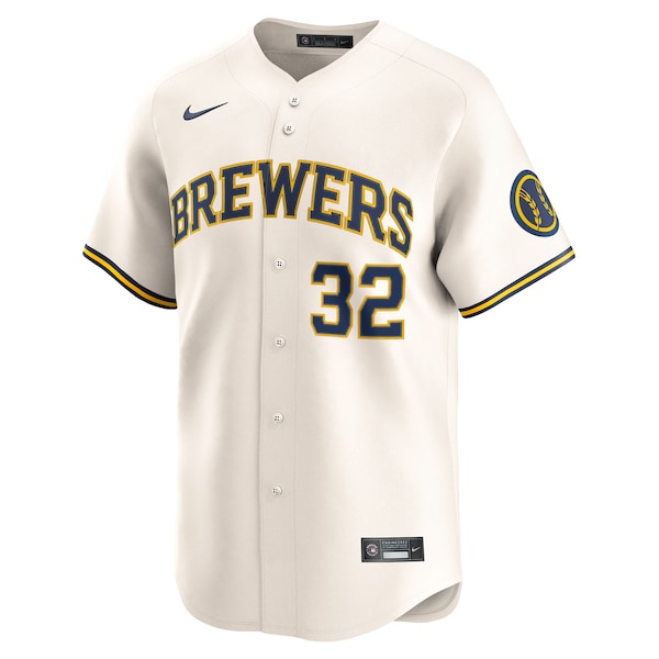Jacob Misiorowski Milwaukee Brewers Nike Home Limited Jersey - Cream - Image 2
