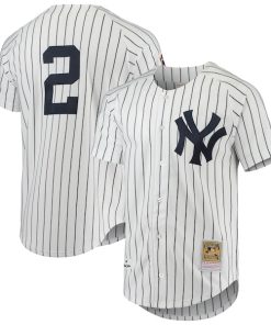 Alternative view of Derek Jeter New York Yankees 1997 Cooperstown Collection Authentic Jersey - White/Gray