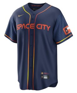 Alternative view of Jose Altuve Houston Astros Nike 2022 City Connect Replica Player Jersey - Navy