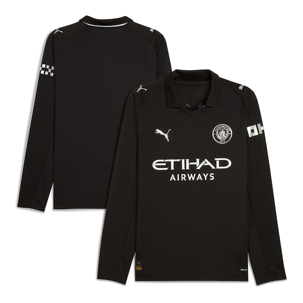 Manchester City Puma 2025/26 Away Replica Long Sleeve Jersey - Black/Light Blue - Image 2