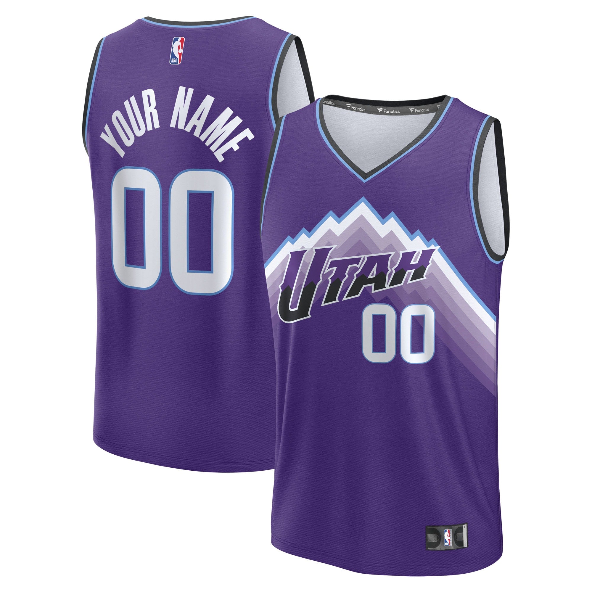 Utah Jazz Fast Break Replica Custom Jersey - White - Association Edition/Black/Purple - Image 8