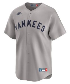 Alternative view of New York Yankees Nike Throwback Cooperstown Collection Limited Jersey - Gray