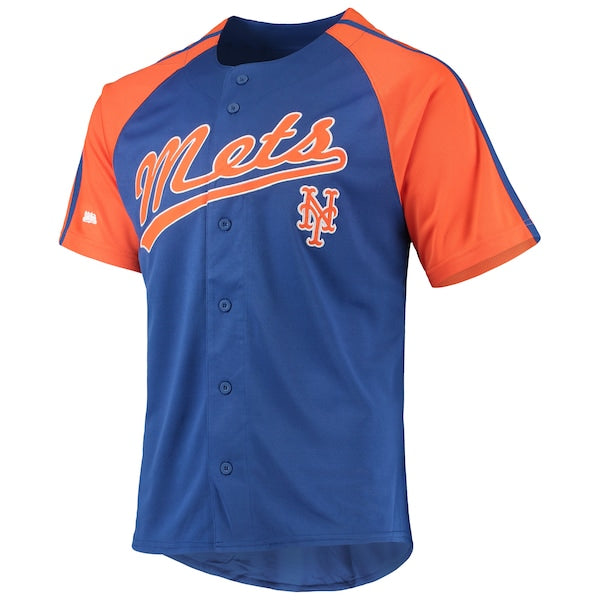 New York Mets Stitches Button-Down Raglan Replica Jersey - Royal - Image 2