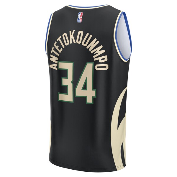 Giannis Antetokounmpo Milwaukee Bucks Fast Break Replica Player Jersey - Statement Edition - Black - Image 3