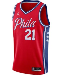 Alternative view of Joel Embiid Philadelphia 76ers Jordan Brand 2020/21 Swingman Jersey - Statement Edition - Red