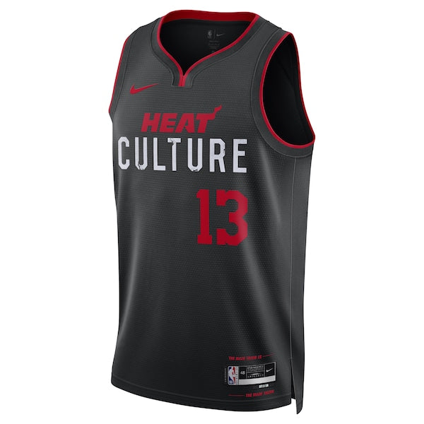 Bam Adebayo Miami Heat Nike Unisex 2023/24 Swingman Jersey - Black - City Edition - Image 2