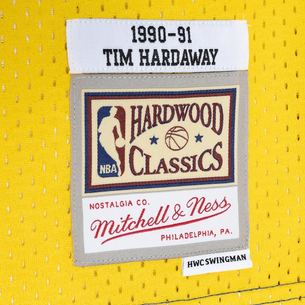 Tim Hardaway Golden State Warriors Hardwood Classics 1990/91 Split Swingman Jersey - Royal/Gold - Image 6