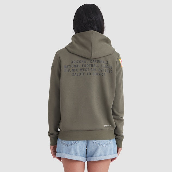 Arizona Cardinals Nike Women's 2025 Salute to Service Sideline Standard Issue Dri-FIT Hoodie - Olive - Image 2