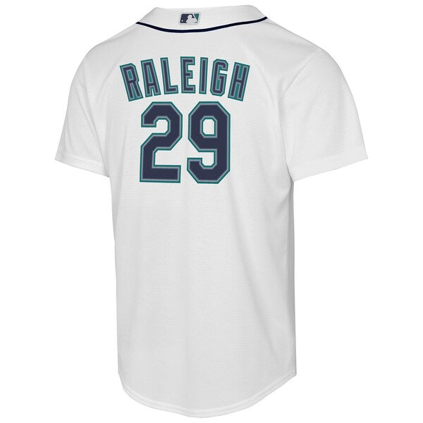 Youth Seattle Mariners Cal Raleigh Nike White Home Replica Jersey - Image 3