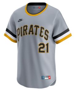 Alternative view of Roberto Clemente Pittsburgh Pirates Nike Throwback Cooperstown Collection Limited Jersey - Gray