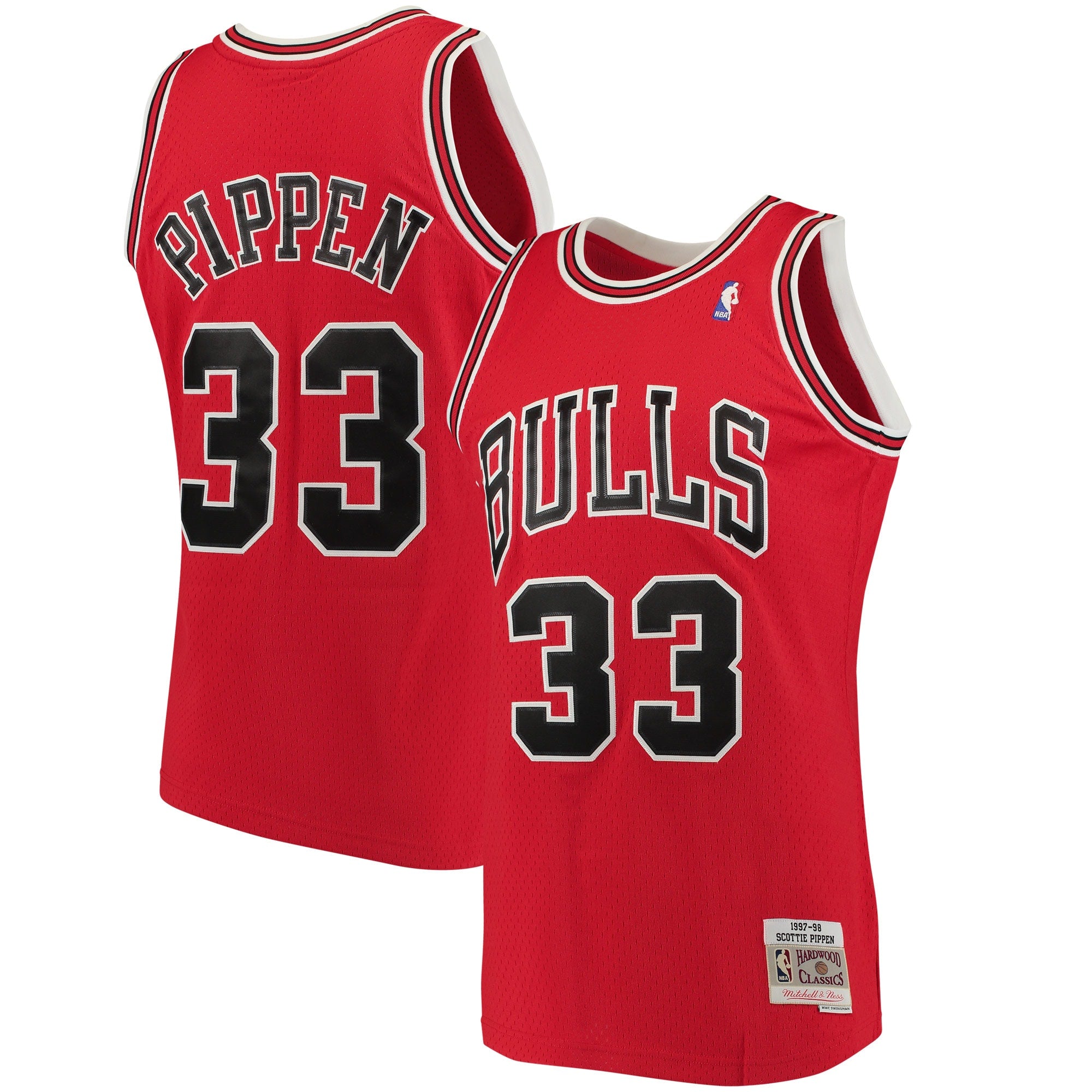 Scottie Pippen Chicago Bulls Big & Tall Hardwood Classics Swingman Jersey - Black/Red - Image 6