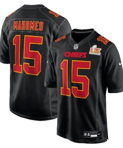 Alternative view of Patrick Mahomes Kansas City Chiefs Nike Super Bowl LIX Fashion Game Jersey - Carbon Black/White