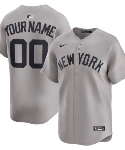 New York Yankees Nike Away Limited Custom Jersey - Gray/White