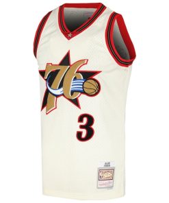 Alternative view of Allen Iverson Philadelphia 76ers Chainstitch Swingman Jersey - Cream