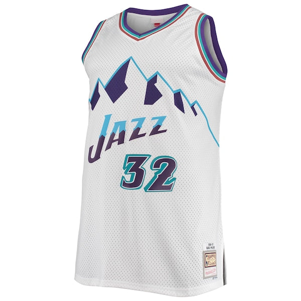 Karl Malone Utah Jazz 1996/97 Big & Tall Hardwood Classics Swingman Jersey - White/Purple - Image 3