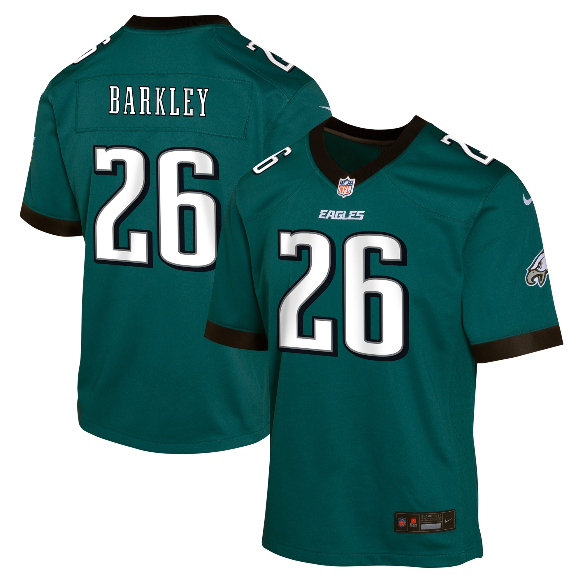 Saquon Barkley Philadelphia Eagles Nike Youth Alternate Game Jersey - Black/Kelly Green/Green/White - Image 9