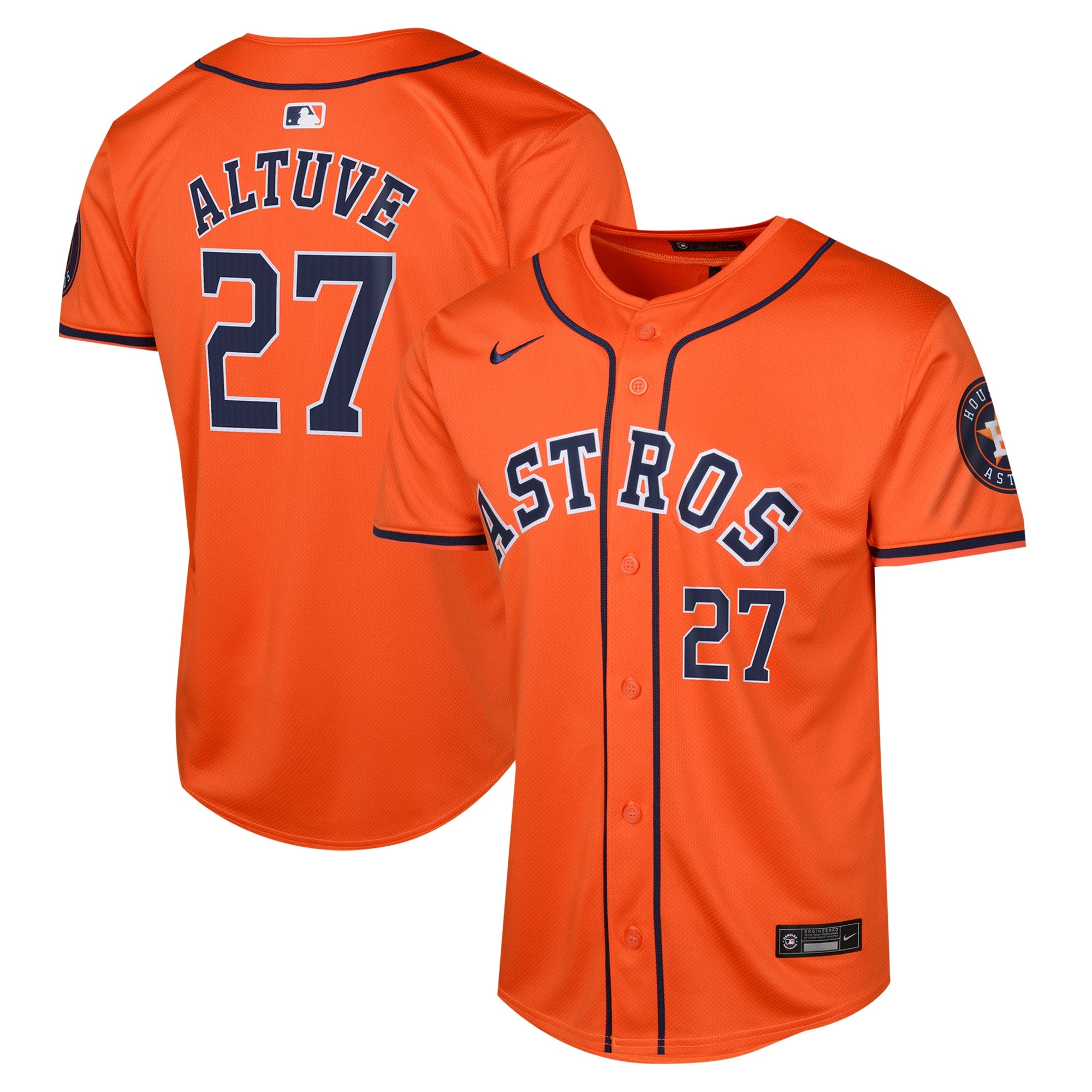 Jose Altuve Houston Astros Nike Youth Alternate Limited Player Jersey - Navy/Orange - Image 5