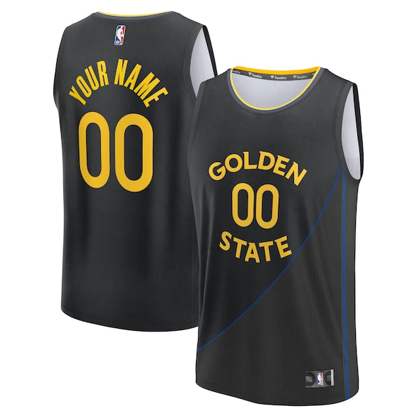 Golden State Warriors Youth Fast Break Custom Replica Jersey - Black - Statement Edition