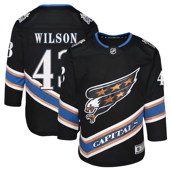 Tom Wilson Washington Capitals Youth Alternate 50th Anniversary Premier Player Jersey - Black/Red/Navy - Image 2
