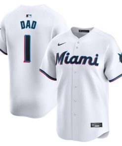 Miami Marlins Nike #1 Dad Home Limited Jersey - White