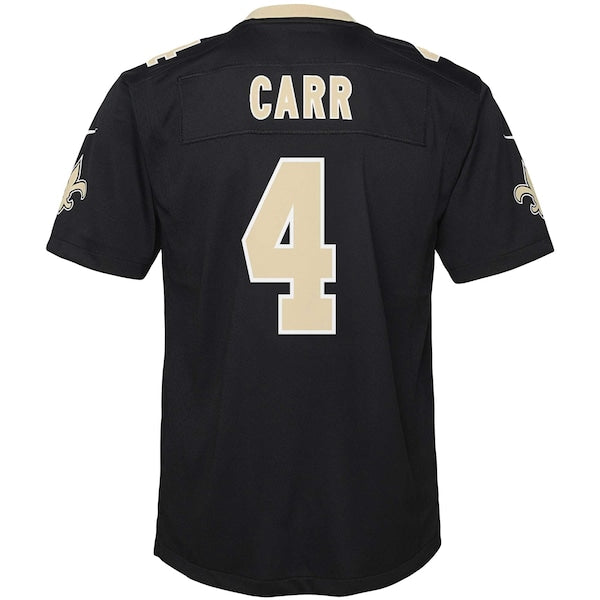 Derek Carr New Orleans Saints Nike Youth Game Jersey - Black - Image 3