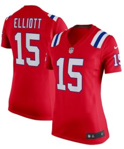 Alternative view of Ezekiel Elliott New England Patriots Nike Women's Alternate Game Player Jersey - Red/Navy/White