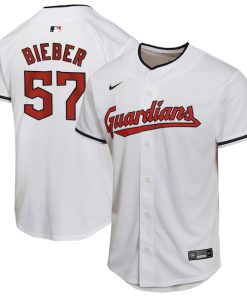 Shane Bieber Cleveland Guardians Nike Youth Home Game Player Jersey - White