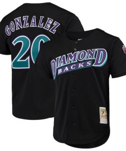Luis Gonzalez Arizona Diamondbacks Cooperstown Collection Mesh Batting Practice Button-Up Jersey - Black