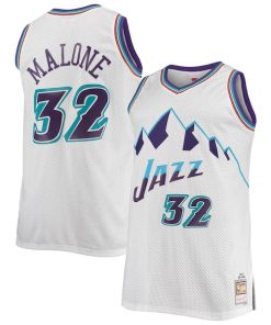Alternative view of Karl Malone Utah Jazz 1996/97 Big & Tall Hardwood Classics Swingman Jersey - White/Purple