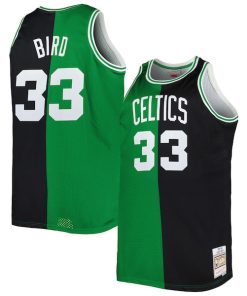 Larry Bird Boston Celtics Big & Tall Hardwood Classics 1985/86 Split Swingman Jersey - Kelly Green/Black