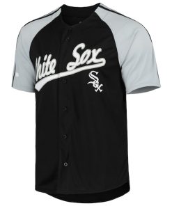 Alternative view of Chicago White Sox Stitches Button-Down Raglan Fashion Jersey - Black