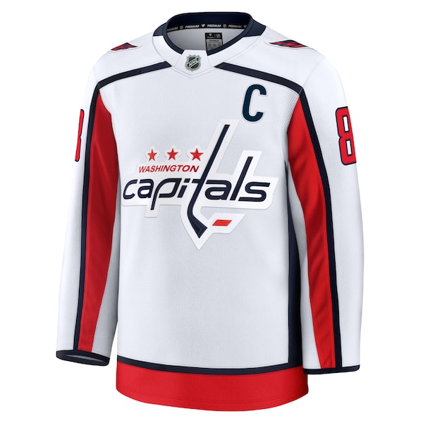 Alexander Ovechkin Washington Capitals Away Premium Jersey - White/Black/Red - Image 3