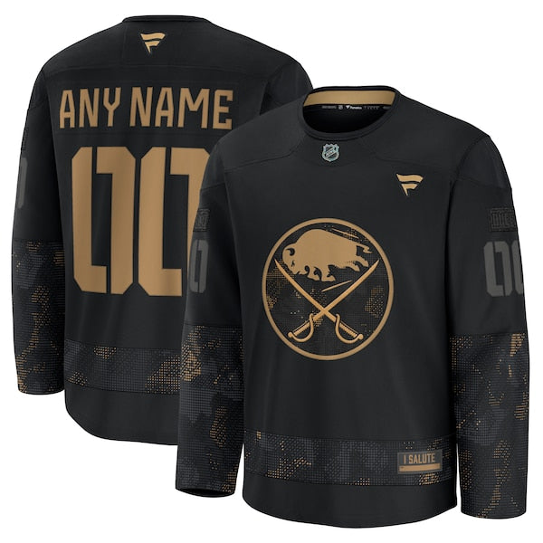 Buffalo Sabres 2024 Military Appreciation Personalized Long Sleeve Practice Jersey - Black