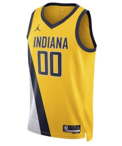 Alternative view of Indiana Pacers Jordan Brand Unisex 2022/23 Swingman Custom Jersey - Statement Edition - Yellow
